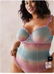 Torrid Size 3 (22/24W) Sexy Sheer Ombre Heart Print Thong Bodysuit Plus NWT - Picture 1 of 16