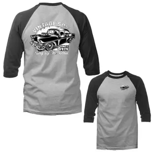 Vintage Soul Hot Rod Classic Vintage Car Automobile 3/4 Sleeve Raglan - Picture 1 of 10