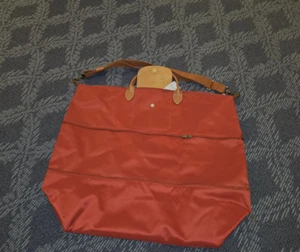 Longchamp Le Pliage Orig Expand Reisetasche Nylon Weekender mit Schulter ROT/GOLD - Bild 1 von 13