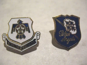 W@W! WW2 B-17 Pilot's USAF Thunderbirds & USN Blue Angels Late 1960s to 80s Pins - Picture 1 of 2