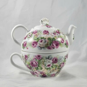 Vintage Crown Victorian Double Teapot Floral Rose Staffordshire Teacup Tea Pot - Bild 1 von 6