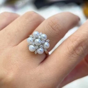 Anillo Perla Mar Sur Blanco Redondo Natural - Imagen 1 de 6