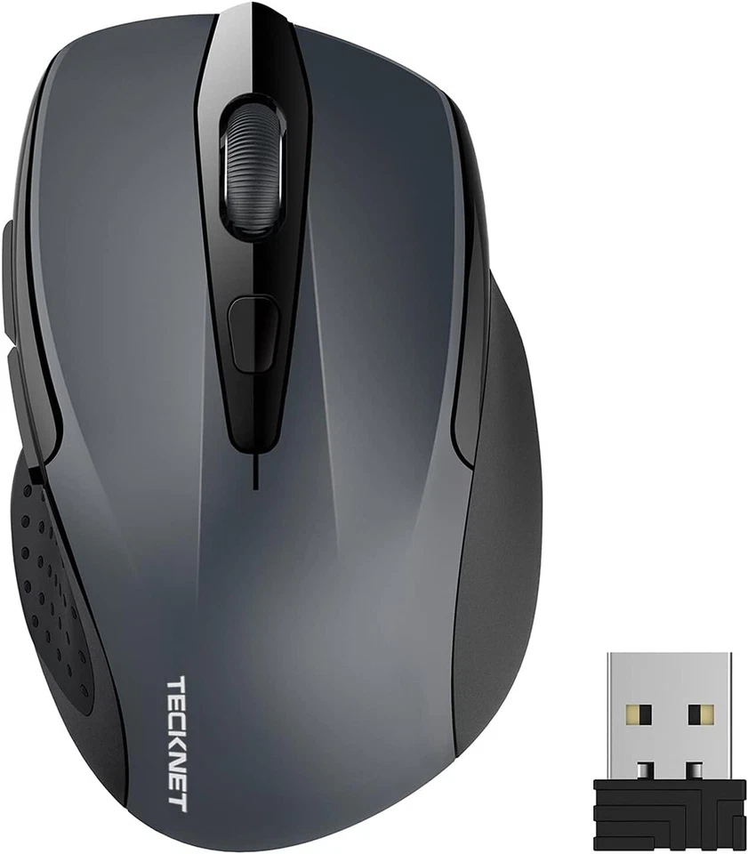 TECKNET Kabellose Maus, Pro 2.4G 2600 DPI Wireless, 6 Tasten mit Nano Grau - Bild 1 von 4