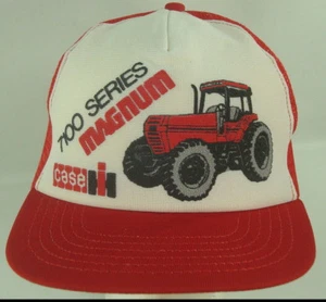 Case 7100 Series Magnum Tractor Snapback Trucker Hat Mesh Red White Norscot Vtg - Picture 1 of 9