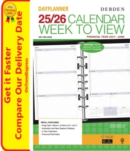 2025 2026 Financial Year Refill Debden DayPlanner Desk Week to View DK1760 - Picture 1 of 6