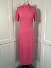 Liquorish High Neck Midi Dress Open Back Short Sleeve Pink Size UK 14 BNWT