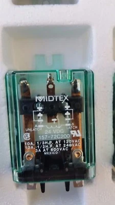MIDTEX 157-72C200 24VDC DPDT 10A Latching Relay *New* S1AB - Image 1 of 4