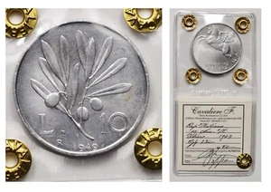 ITALIA REPUBBLICA ITALIANA 10 Lire Ulivo 1949 Periziata qFDC - Imagen 1 de 2