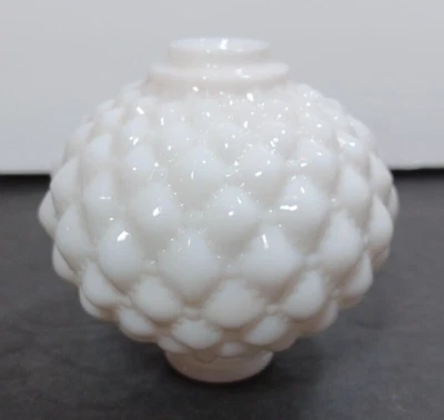 Antique Original White Milk Glass Raised Quilted Closed End Lamp Part - Image 1 of 4