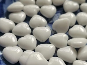 10 Czech glass large heart white beads 12 mm - Picture 1 of 6