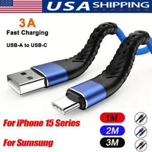 For iPhone 15 Charger Cable Charging PD Fast USB A - Type C Cable Short 1m 2m 3m - Picture 1 of 14