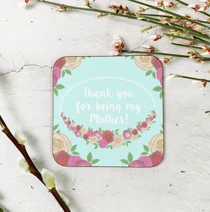 Teal Floral Wooden Drinks Coaster Mat Mother's Day Gift - Picture 1 of 7
