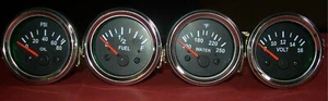 2" /52mm Electrical Oil Pressure + Temperature + Volt+ Fuel Gauge -Chrome bezels - Picture 1 of 4