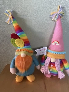 Multicolor Rainbow Gnomes Home Decor 2 Total No Tags NEW - Picture 1 of 12