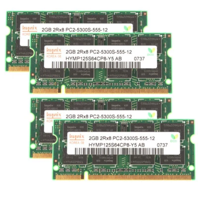Hynix 4pcs 2GB Intel PC2-5300 DDR2 667Mhz 667 200Pin Memory RAM Laptop SODIMM &N - Image 1 of 4