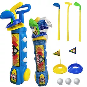 Blue Lightweight Portable Indoor Outdoor Kids Mini Golf Playset With Golf Clubs - Picture 1 of 8