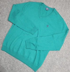 Brooks Brothers maglione uomo grande verde lana merino scollo a V pullover minimalista - Foto 1 di 11