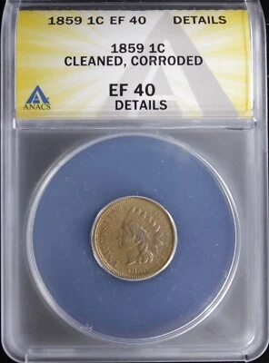1859 INDIAN CENT ANACS XF-45 DETAILS (2330421) - Image 1 of 4