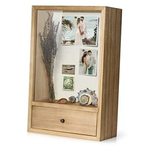 Deep Shadow Box Frame with Drawer, Shadowbox Display Case with Glass Window - Picture 1 of 8