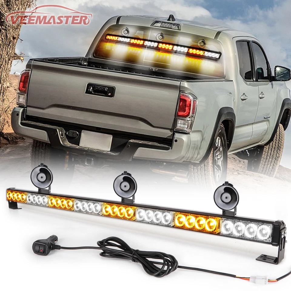 35" 32 LED Traffic Advisor Emergency Hazard Warning Strobe Light Bar Amber&white