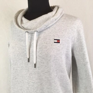 Tommy Hilfiger maglione donna grande L grigio pullover collo cappuccio manica lunga - Foto 1 di 12
