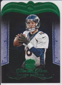 Tarjeta de inserción verde de fútbol americano troquelada PEYTON MANNING CORONA REAL #18 Denver Bronco - Imagen 1 de 2