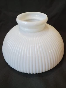 Vtg White Milk Glass Ribbed Hurricane Lamp Shade - Picture 1 of 6