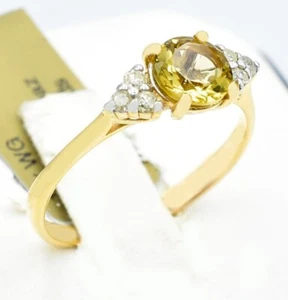 GENUINE 1.15 Cts YELLOW TOPAZ & DIAMONDS RING 10K YELLOW GOLD - Free Appraisal - Picture 1 of 5