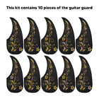 (Gold)Guitar Scratch Plate Beautiful Shape 10 Pcs Floral Pattern Acoustic