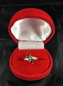 Anillo de cóctel enchapado en oro de 14K con zafiros marqués - Imagen 1 de 5