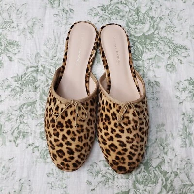 Zapatos Loeffler Randall Beige Leopardo Estampado Animal Terciopelo Slides 11B Nuevos en Caja Foto 1 de 4