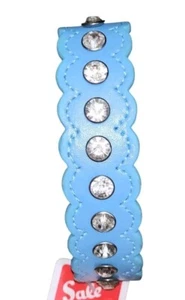 Leder Welpen Hund Haustier Halsband blau Leder Strass verstellbar 10"-13" Neu mit Etikett - Bild 1 von 7