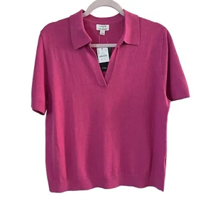 NEW J.Crew With Cashmere Short Sleeve Johnny Collar Sweater Polo Size Large (2F) - Picture 1 of 8
