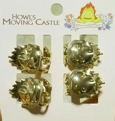 Studio Ghibli Howl's Moving Castle Calcifer Faces Gold Color Mini Hair Clips - Image 1 of 2