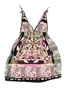 Vintage Y2K Pink Silk Slip Dress Reversible BOHO Geometric Whimsy Fairy $385 NEW - Picture 1 of 20