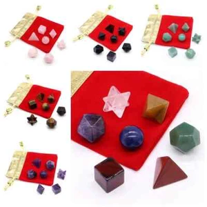 Chakra 7 Pcs Platonic Sacred Stones Geometry Reiki Healing Meditation Home Decor - Picture 1 of 19