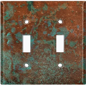 Metal Light Switch Cover Wall Plate Metal Distressed Copper Worn Patina MET020 - Picture 1 of 14