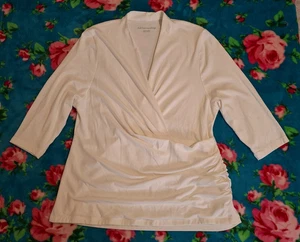 Soft Surroundings Petite XL Women's Knit Top Minimalist Faux Wrap Classic PXL - Picture 1 of 12
