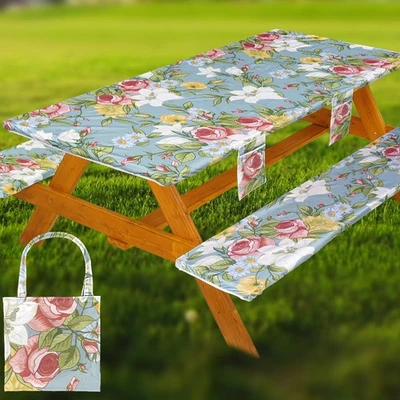 Fitted Picnic Table Cover with Bench Covers Set, Waterproof Lightweight Recta... - Image 1 of 4