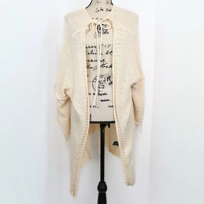 POL Women Size L Distressed Cardigan Sweater Beach Boho Hippie Tie Front Travel - Image 1 of 4