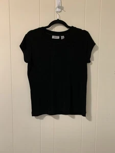 Chicos Travelers Size 2 Womens Large L Black Cap Sleeve Stretch Slinky - Picture 1 of 6