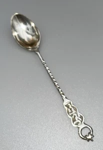 Cuchara Kabul de colección 800 plata Oriente Medio hecha a mano estrella de la media luna islámica - Imagen 1 de 7