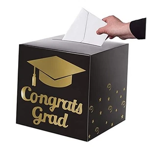 Graduation Card Box Holder, Congrats Grad Foldable Cardboard Decorations Box - Picture 1 of 6