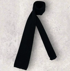 FRANCO BASSI XL Solid Black Knit Silk LUXURY Slim Tie ITALY - Picture 1 of 5
