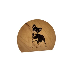 VTG Wood Burned Chihuahua Dog 6.5x5" Wooden Plaque Handmade Chihuahua Puppy Cute - Picture 1 of 6