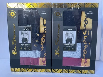 BEN SHERMAN ROPA INTERIOR HOMBRE MICROFIBRA CALZONCILLO BOXER PAQUETE DE 4 S/L NUEVO CON ETIQUETAS Foto 1 de 4