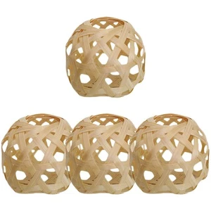 4 Pcs Mini Woven Shade Miniature Lampshade Pendant Cover Bamboo Bulb Guard - Picture 1 of 12