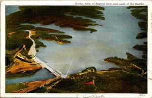 Postcard Aerial View Bagnell Dam & Lake Of The Ozarks Posted 1941 - Picture 1 of 2