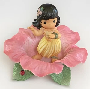 PRECIOUS MOMENTS HULA GIRL HIBISCUS FIGURINE 102179 ENESCO 2003 RARE - Picture 1 of 13