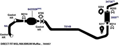 Silenciador de escape para Nissan Frontier SE 2005-2007 4,0 L V6 GAS DOHC Foto 1 de 4